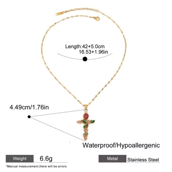 NEW✨18K Gold Plated Rose Cross Necklace - Picture 4 of 7